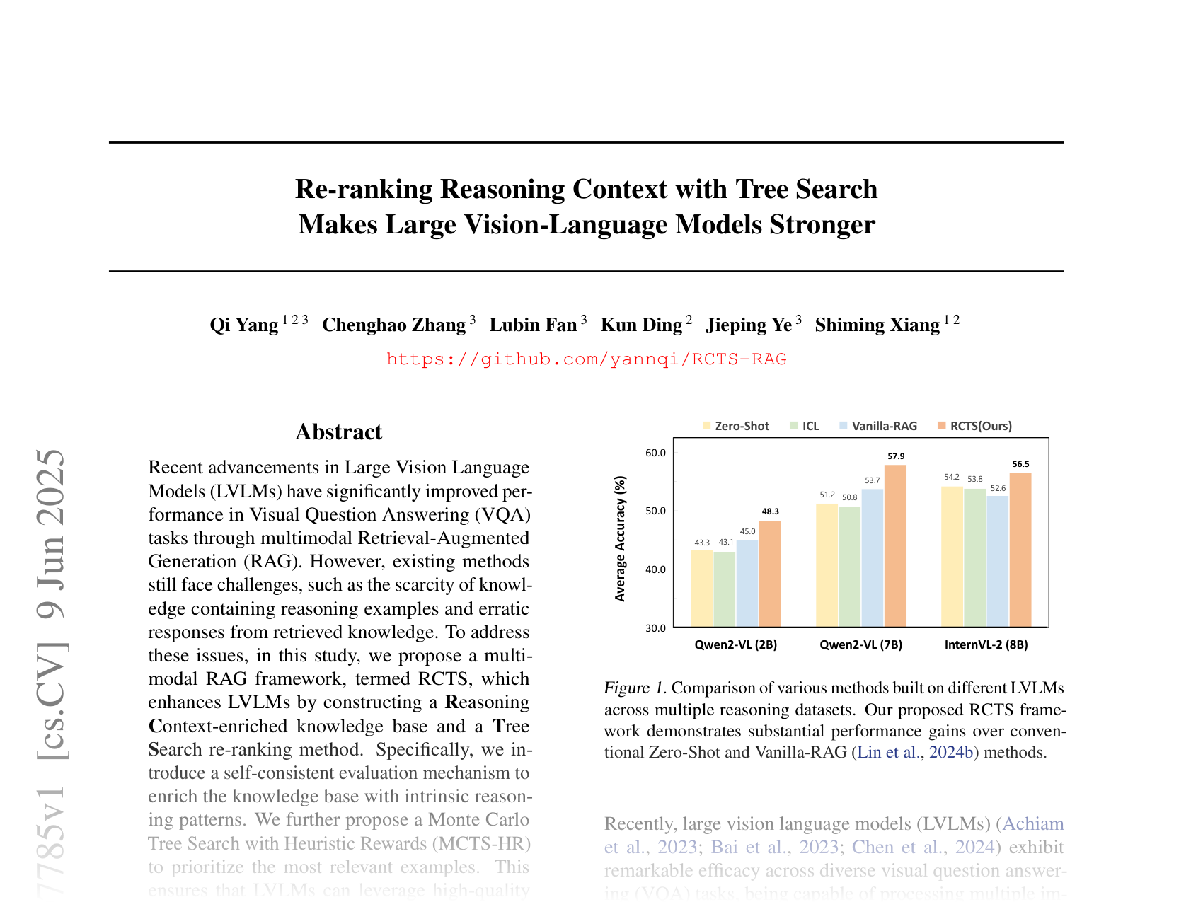 [Re-ranking Reasoning Context with Tree Search Makes Large Vision-Language Models Stronger 🔗](https://arxiv.org/abs/2506.07785)