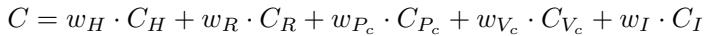 Equation for the cost function C.
