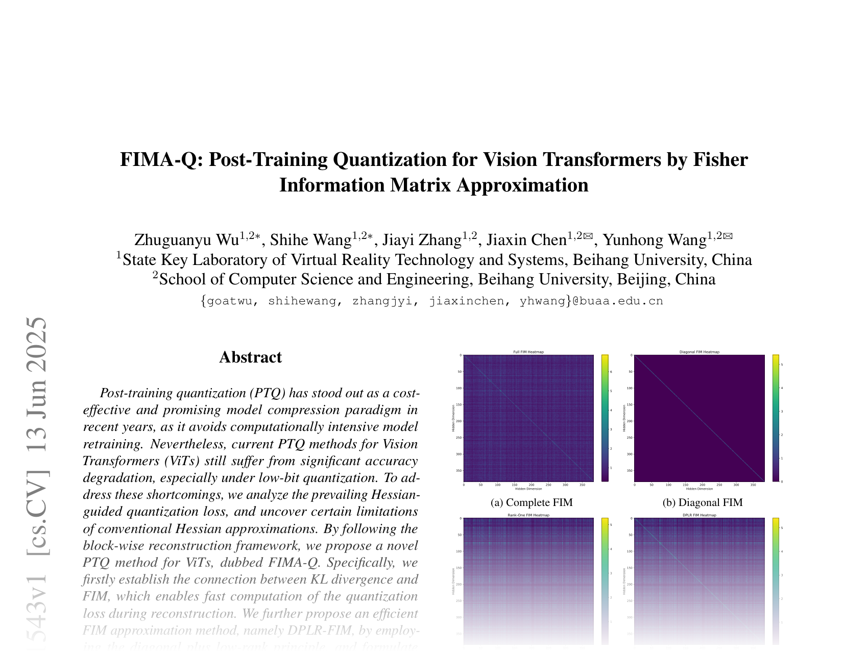 [FIMA-Q: Post-Training Quantization for Vision Transformers by Fisher Information Matrix Approximation 🔗](https://arxiv.org/abs/2506.11543)