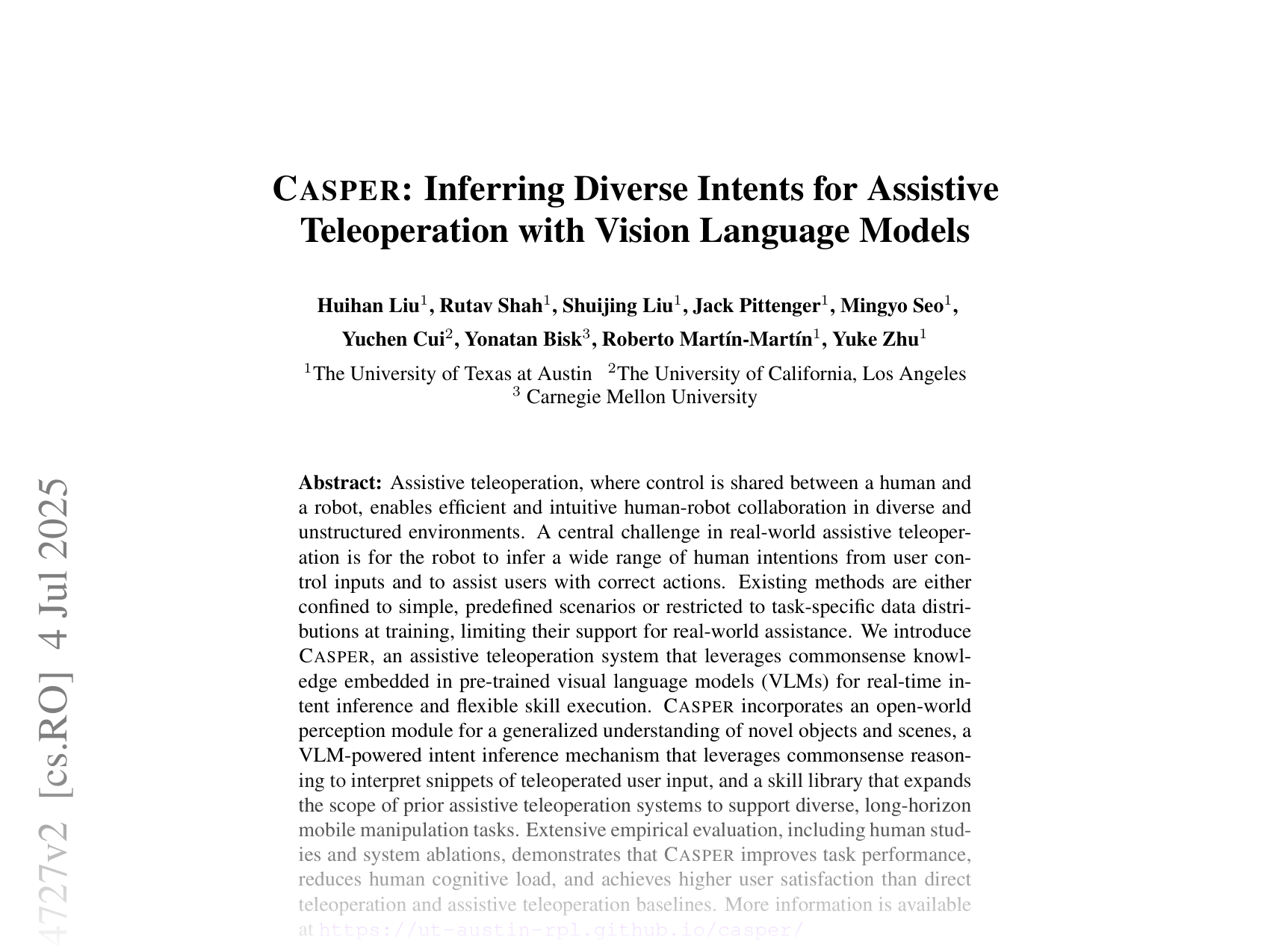 [CASPER: Inferring Diverse Intents for Assistive Teleoperation with Vision Language Models 🔗](https://arxiv.org/abs/2506.14727)