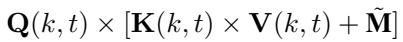 Equation 12: The final attention computation using the concatenated matrices and the attention mask.