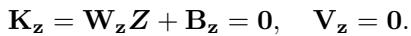 Zero-initialization equation showing Kz and Vz equaling zero.