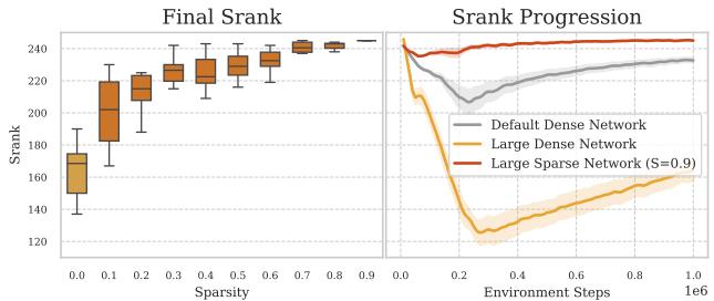 Analysis of network representation capacity via Srank metric.