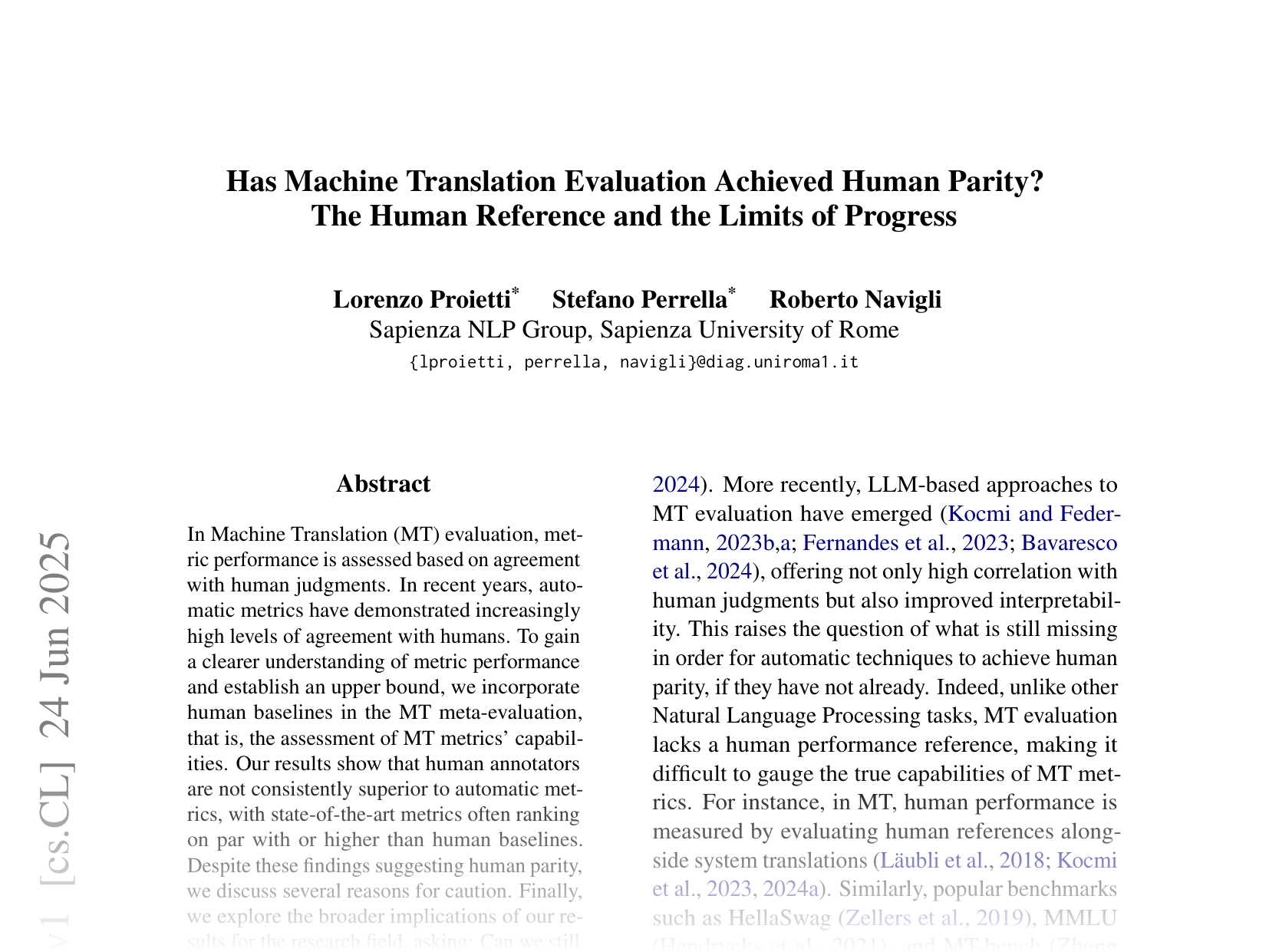 [Has Machine Translation Evaluation Achieved Human Parity? The Human Reference and the Limits of Progress 🔗](https://arxiv.org/abs/2506.19571)