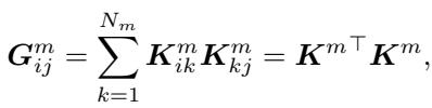 Equation showing the calculation of the Gram matrix for modality m.