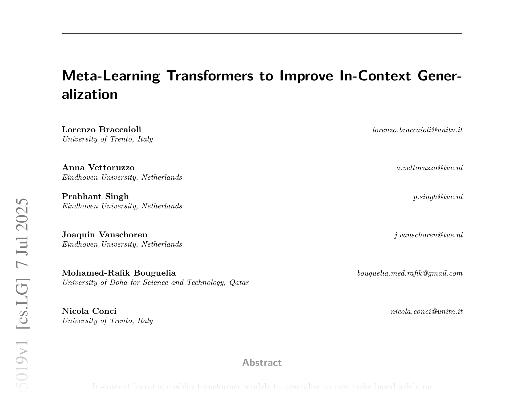 [Meta-Learning Transformers to Improve In-Context Generalization 🔗](https://arxiv.org/abs/2507.05019)
