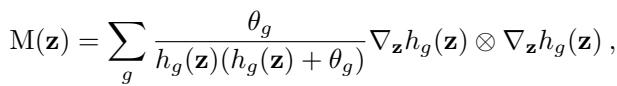 Equation 11: The explicit pullback metric for Negative Binomial VAEs.