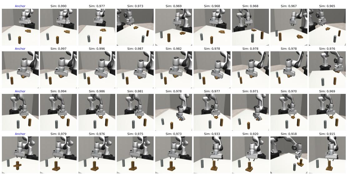 Figure 14: Nearest neighbors for CLASS. The retrieved images show the same physical state from DIFFERENT angles.