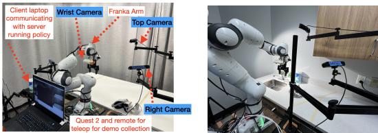 The Franka DROID robot setup used for experiments.