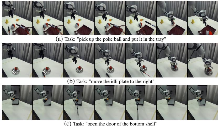 Sequence showing the robot reacting to human perturbation.