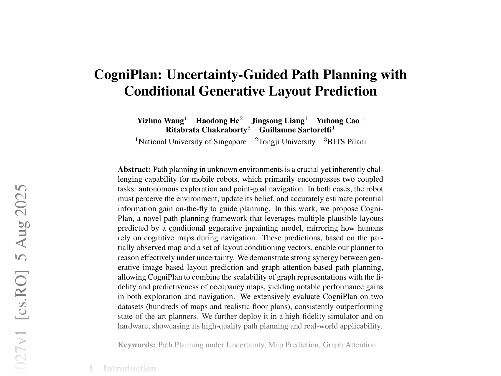 [CogniPlan: Uncertainty-Guided Path Planning with Conditional Generative Layout Prediction 🔗](https://arxiv.org/abs/2508.03027)