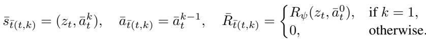 Definition of the state, action, and reward in the Dream Diffusion MDP.