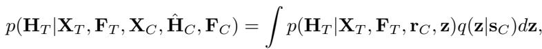 Equation 4: The updated probabilistic model including semantic features F_T and F_C.