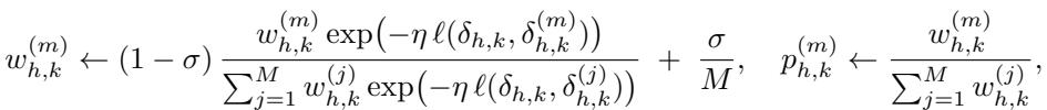 Equation showing the weighting mechanism for multiple estimators.