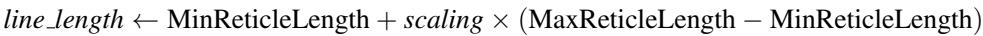 Equation 15: Adjusting reticle line length dynamically.