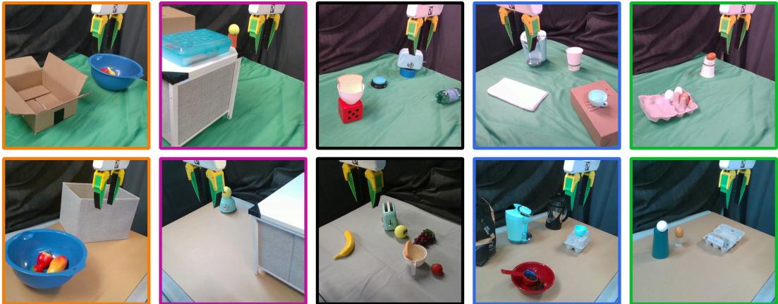 AimBot performing robustly in out-of-distribution scenes with different lighting and backgrounds.