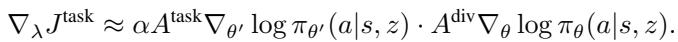 Equation for the approximate gradient of lambda.