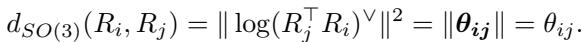 定义 SO(3) 上测地线距离的公式。
