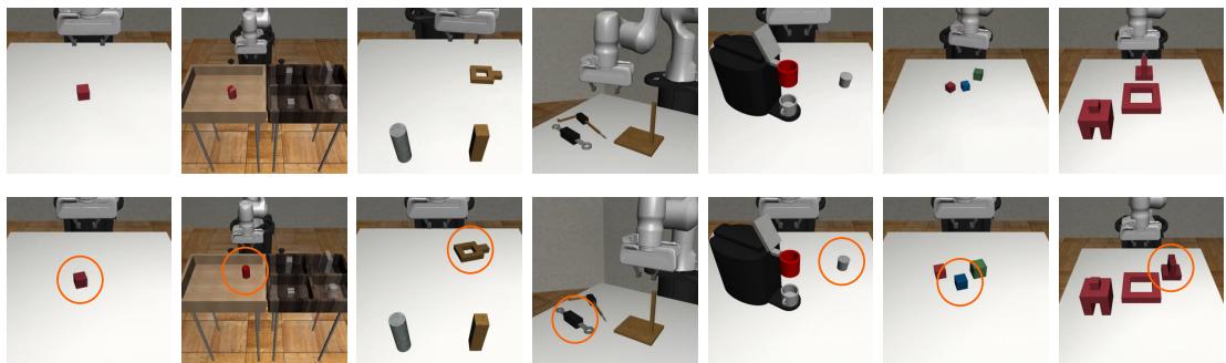 显示颜色偏移物体的视觉扰动实验。
