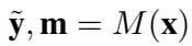 The model definition equation showing output y and m from input x.