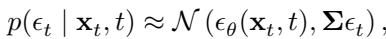Equation 1: Gaussian approximation of the noise prediction distribution.