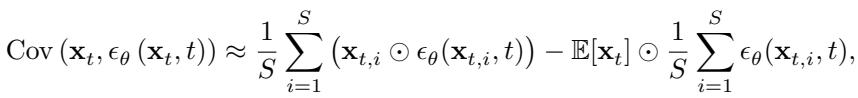 Equation 4: Monte Carlo estimation of the covariance term.