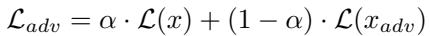 对抗训练损失函数的方程。
