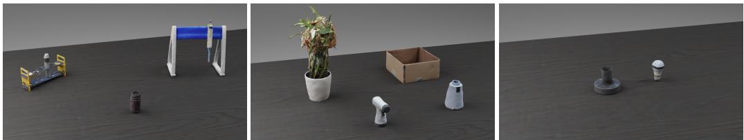 Figure 13: Textured Meshes Created for the three manipulation tasks.