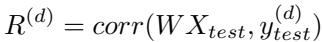 The formula for the Pearson correlation score used to measure similarity.
