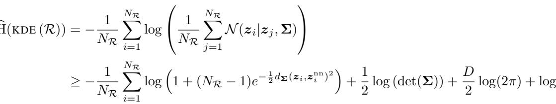 Mathematical derivation of the lower bound on the approximate entropy of the KDE.