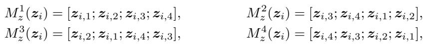 Matrix transformations showing how skill vectors are permuted to satisfy symmetry constraints.