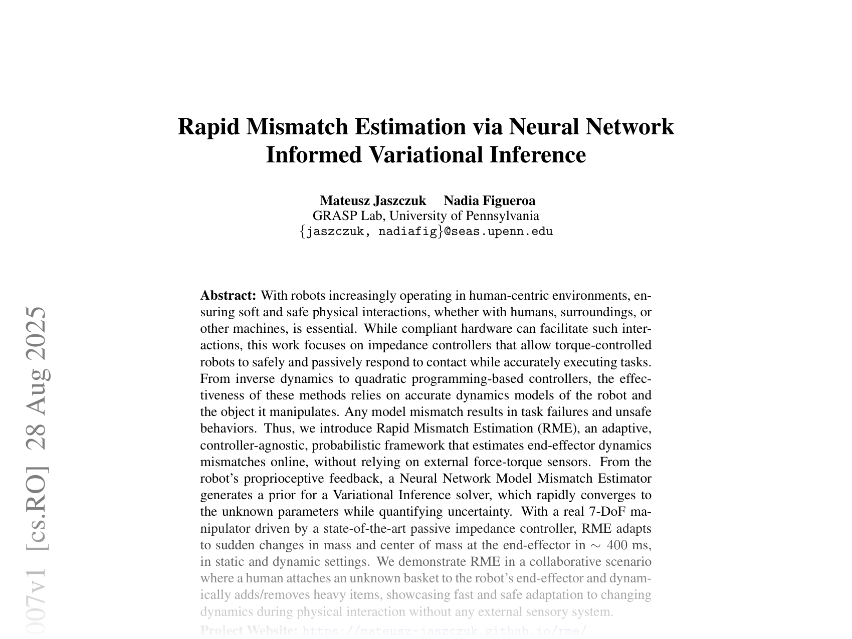 [Rapid Mismatch Estimation via Neural Network Informed Variational Inference 🔗](https://arxiv.org/abs/2508.21007)