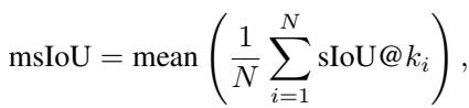 Equation 3 and 4: Definition of msIoU