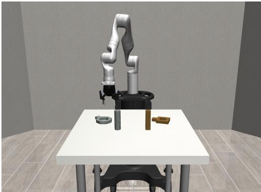 Figure 6: Ilustration of the Nut Assembly environment in Robosuite.