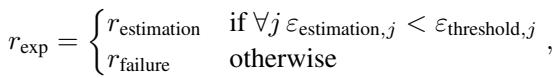 Equation for exploration reward based on estimation thresholds.