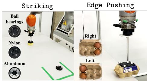 Figure 2: Manipulation tasks including Striking and Edge Pushing.