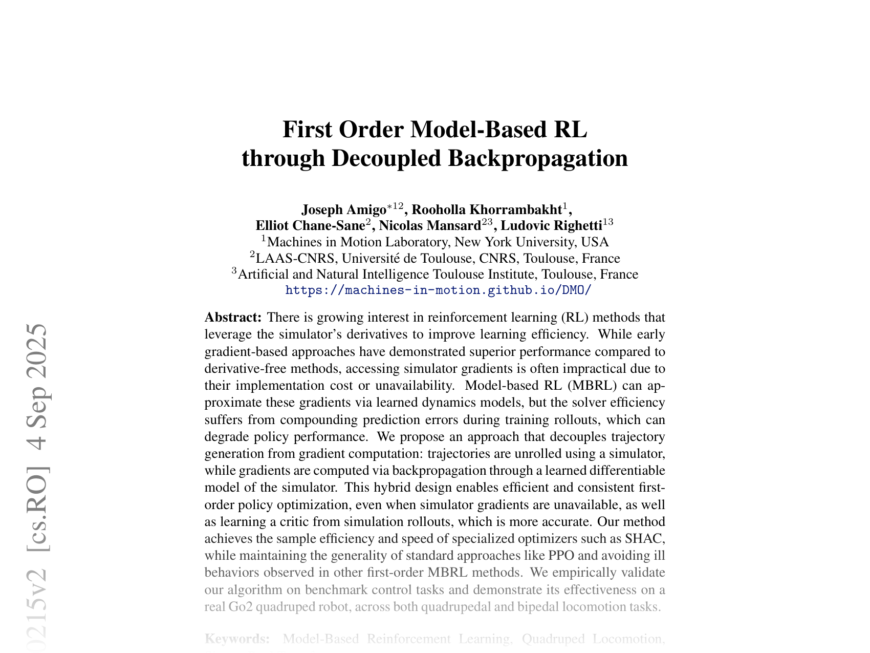 [First Order Model-Based RL through Decoupled Backpropagation 🔗](https://arxiv.org/abs/2509.00215)