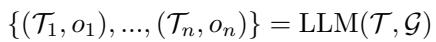Equation showing the LLM decomposing the main task into subtasks and target objects.