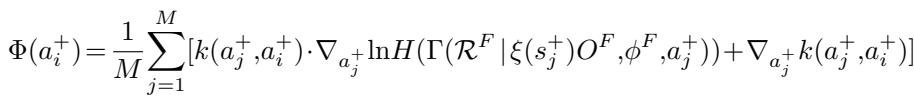 Stein Update Equation for Action Samples.