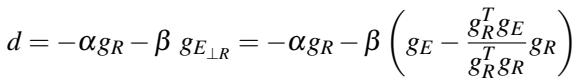 Equation 7: The update direction combining task gradient and projected energy gradient.
