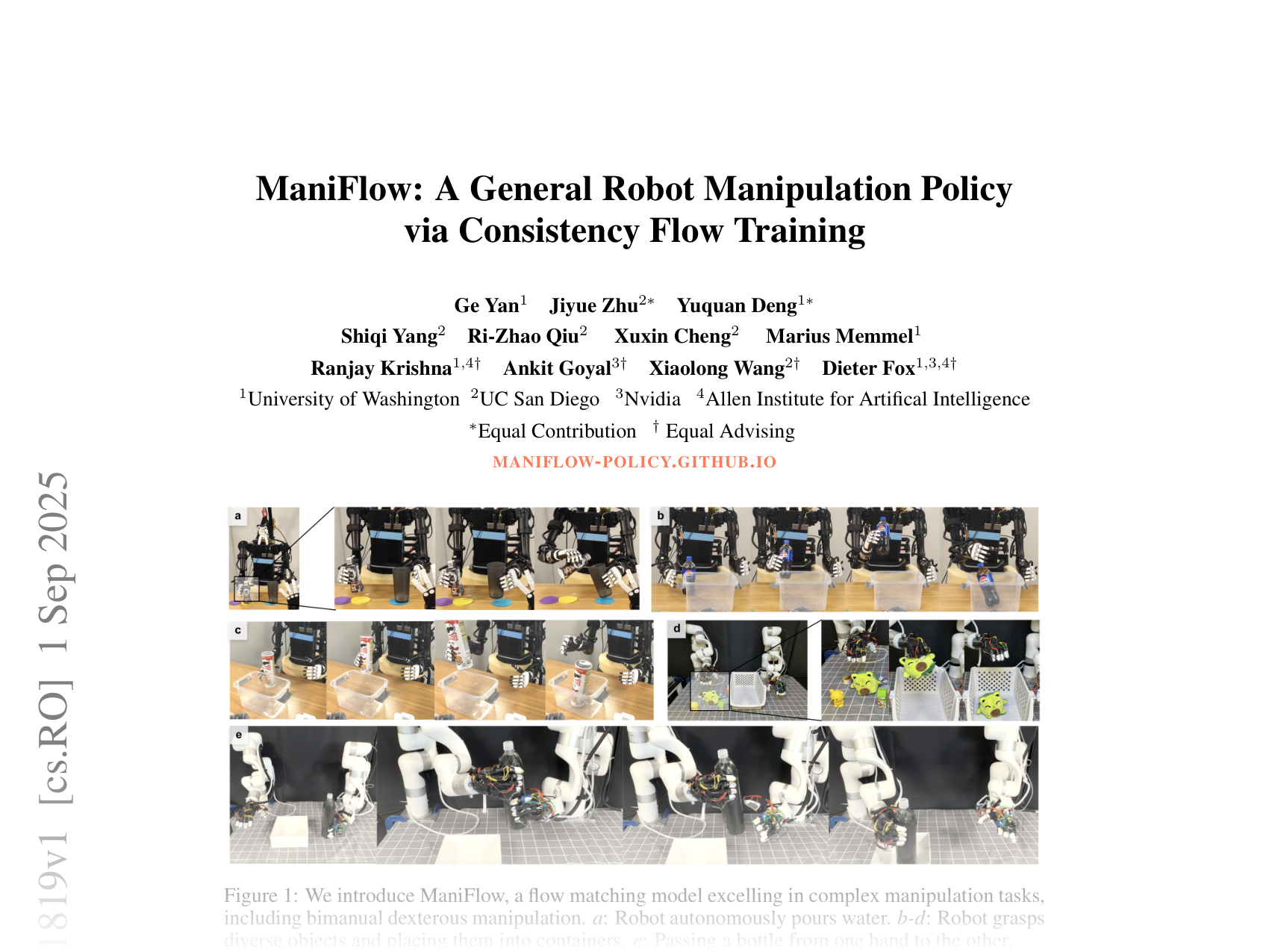 [ManiFlow: A General Robot Manipulation Policy via Consistency Flow Training 🔗](https://arxiv.org/abs/2509.01819)