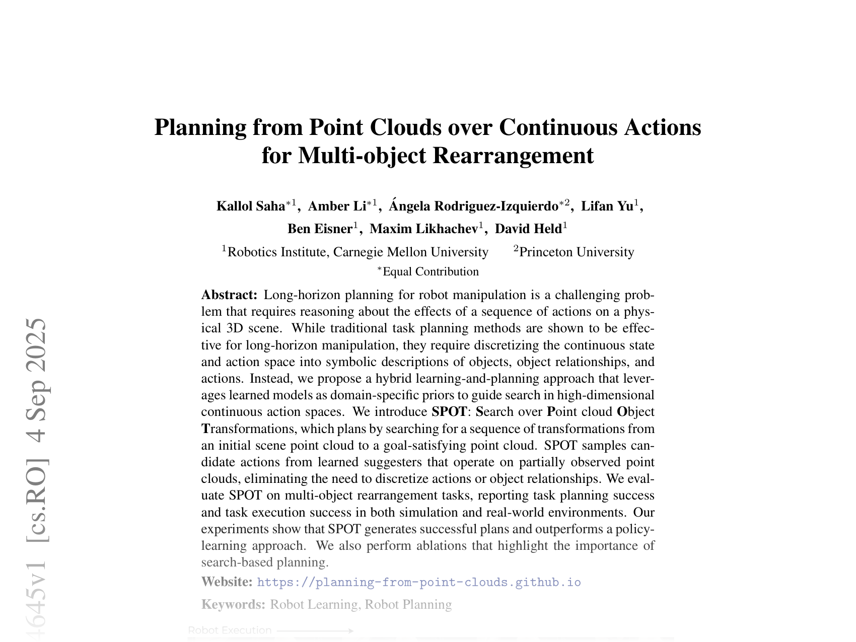 [Planning from Point Clouds over Continuous Actions for Multi-object Rearrangement 🔗](https://arxiv.org/abs/2509.04645)