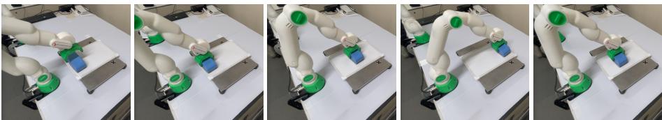 Wiping task: the robot grabbed the whiteboard eraser and uses its entire body and joints to wipe the whiteboard.