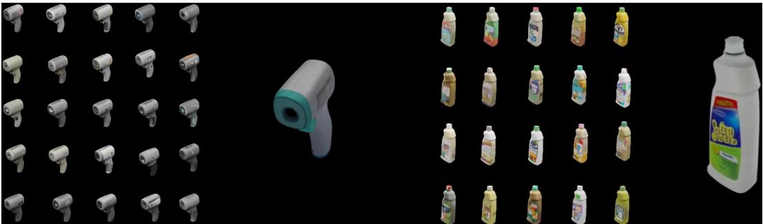 Visual comparison of original models versus diversified models generated via text prompts.