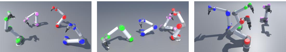 Figure 3: Visualization of test tasks for four arms across different difficulty levels.