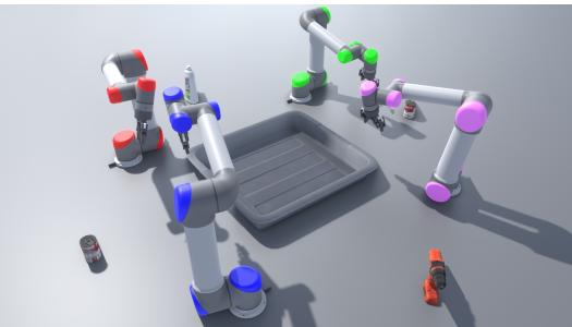 Figure 4: Visualization of the multi-arm pick-and-place task.