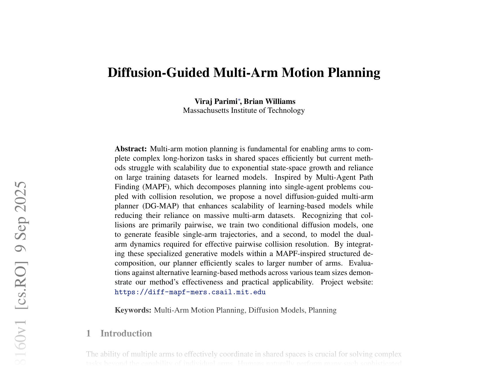 [Diffusion-Guided Multi-Arm Motion Planning 🔗](https://arxiv.org/abs/2509.08160)