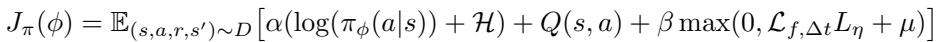 The Lyapunov Soft Actor-Critic (LSAC) objective function.