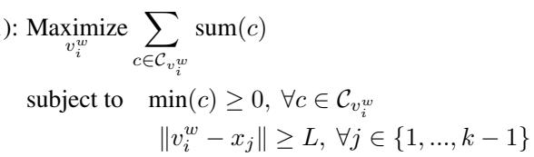 The maximization formula for the constraint solver.
