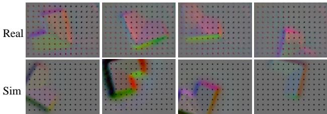 Figure 5: Simulation and real-world tactile images.